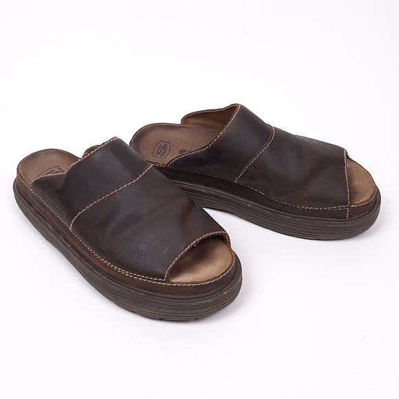 Skechers Shoes - Skechers Y2K vintage chunky leather slide sandals Ambient Air Cushioning brown